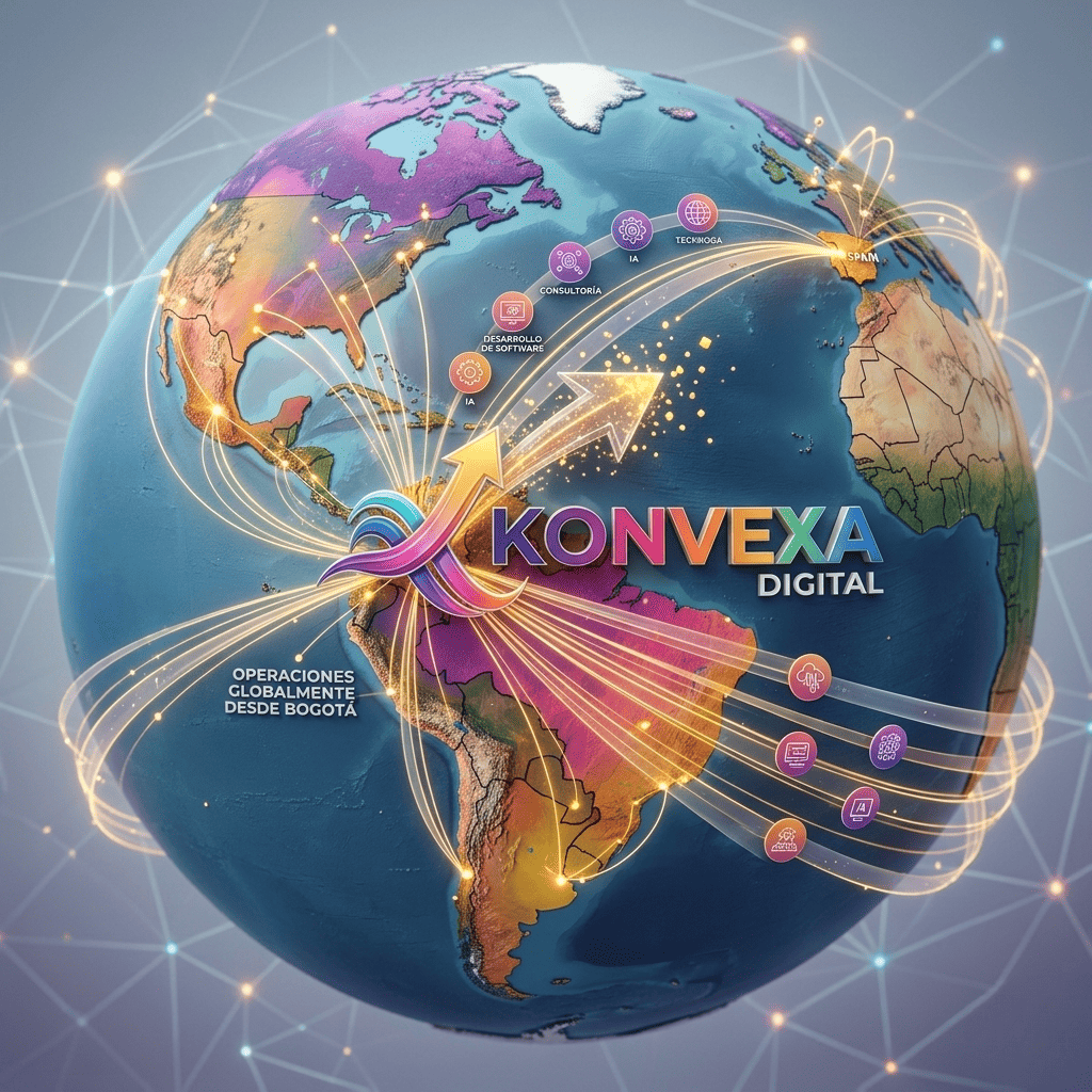 Mapa de cobertura de Konvexa Digital en Bogotá, Colombia y Latinoamérica